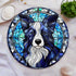 Border Collie Long Haired Circular Glass Suncatcher Worktop Saver